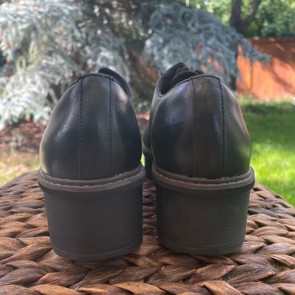 Clarks Airabell Tye Black Leather & Plaid Brogue Style Platform Oxford Size 11 - Picture 7 of 9